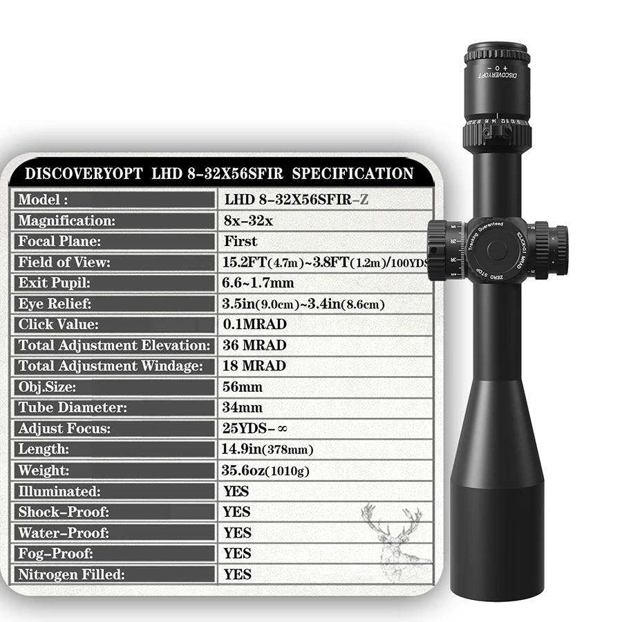 ديسكفري LHD 8-32X56SFIR FFP-Z Riflescope نطاقات تكتيكية مدمجة في الهواء الطلق بصريات الصيد بندقية قناص البصر