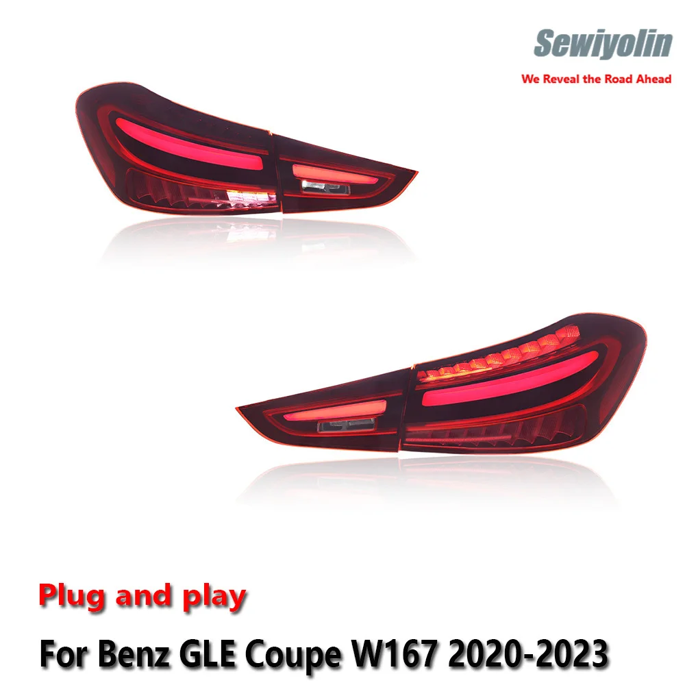 

Светодиодные фонари для автомобиля, задние фонари, автозапчасти для Mercedes-Benz GLE Coupe W167 2020-2023, дневные ходовые огни, стоп-сигналы, указатели поворота, установка Plug and Play