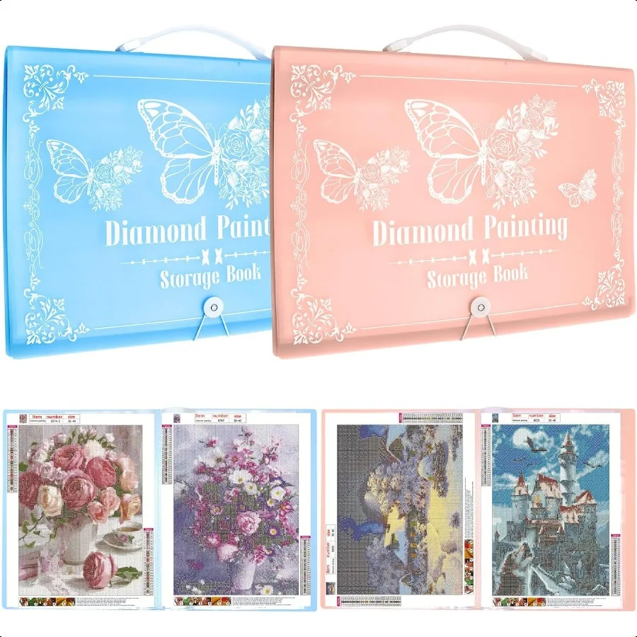 

2 Pack A3 Diamond Painting Storage Book Handheld 60 Pages Diamond Art Portfolio Large Diamond Art Storage Folder Suitable for 1