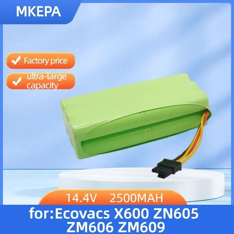 14.4V 2500MAH Ni-Mh Battery for Ecovacs Deebot Deepoo X600 ZN605 ZN606 ZN609 Midea Redmond staubsauger