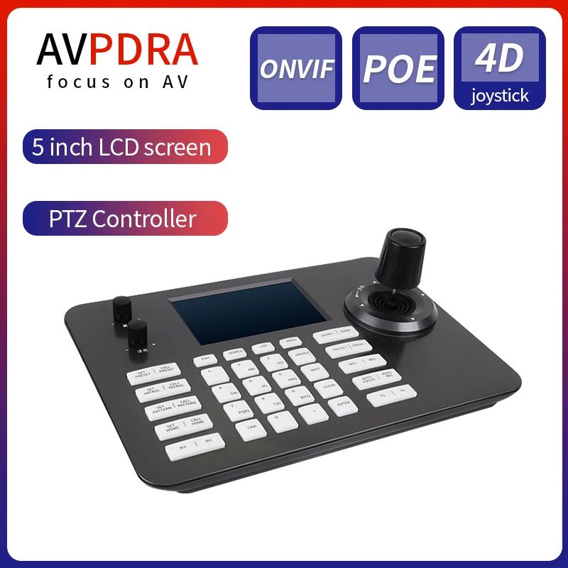 4D Joystick Controller Network 5 Inch screen 255 Presets Cameras POE Onvif IP Keyboard RS232/422/485 Best Quality Dropshipping