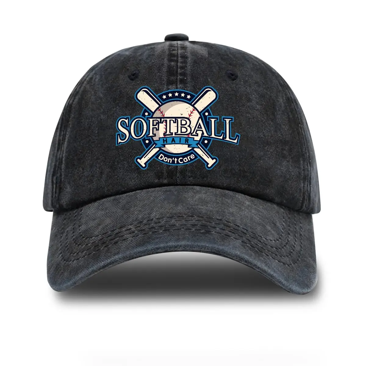 

Softball Hair Don't Care Adjustable Washed Cotton Baseball Cap Urban Cool Fashion Statement Hat