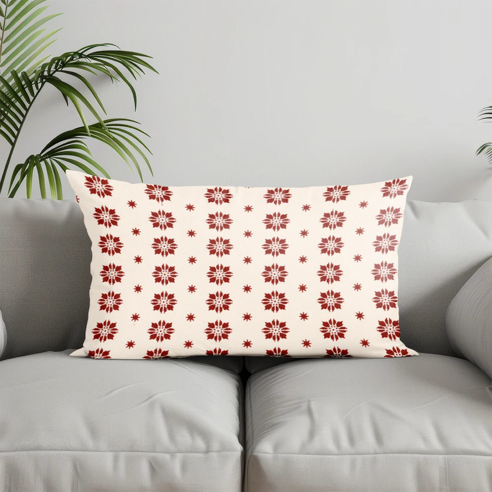 ديكور المنزل الأحمر ندفة الثلج منقوشة المخدة مناسبة ل أريكة غرفة نوم سيارة وسادة غطاء وسادة وسادة الظهر المستطيلة