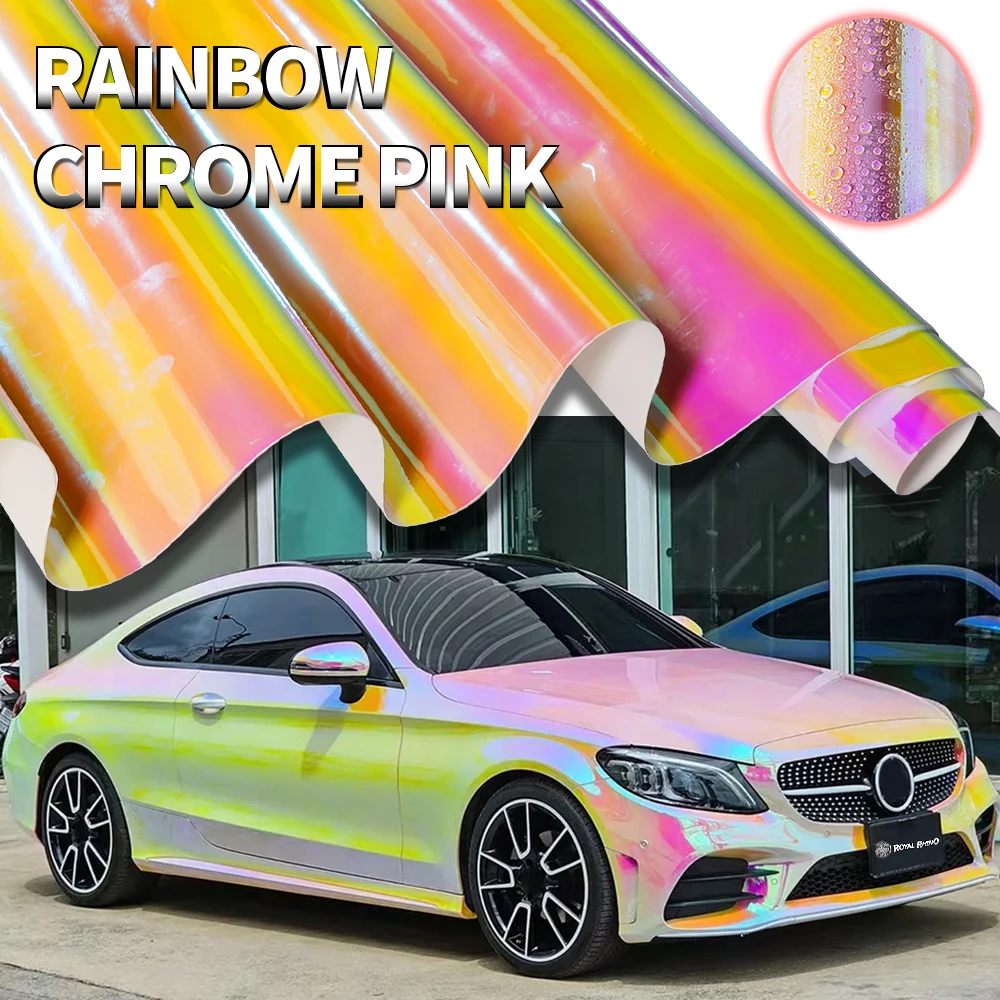 

Holographic Rainbow Pink Iridescence Chrome Yellow Car Stickers Laser Plating Vinyl Wrap Film Car Styling Motorcycle Sticker