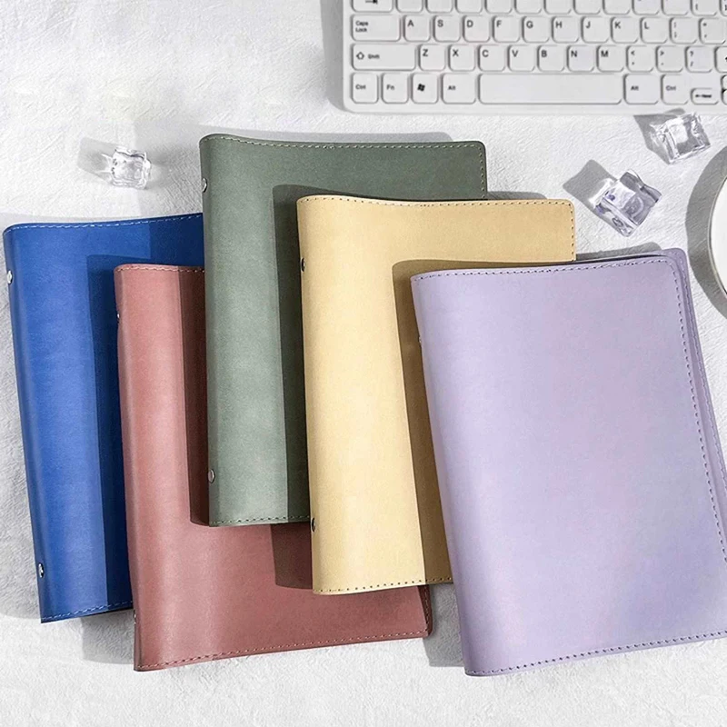 

A5/B5 Loose-leaf Notebook 8 Ring Binder Leather Cover for 20 26 Holes Organizer Single-sale Detachable Folder Shell Stationery