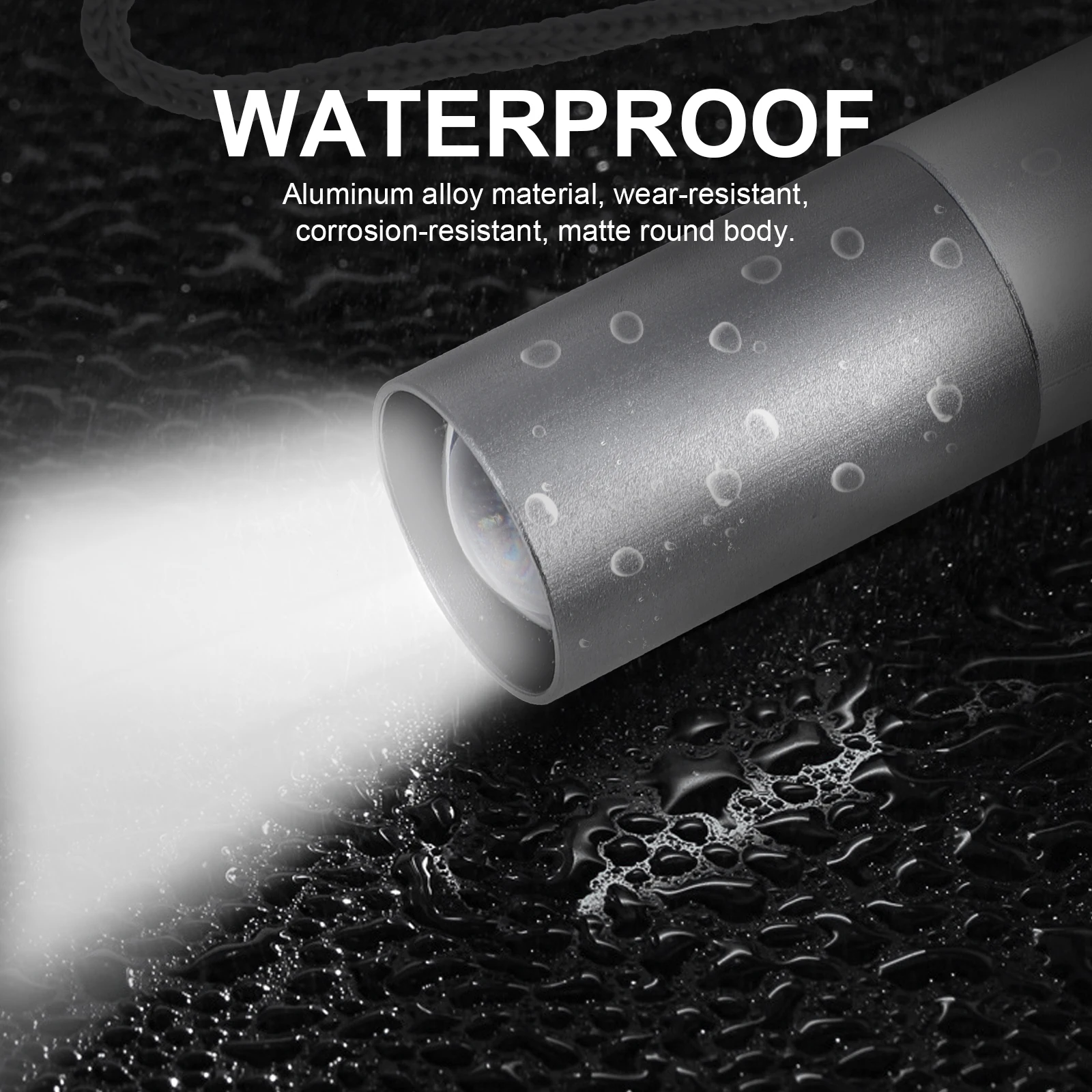 

1set 1Set Outdoor Mini Flashlight Portable Zoomable Emergency Light 3-Level Adjustable Telescopic Focus Rechargeable Usb Camping