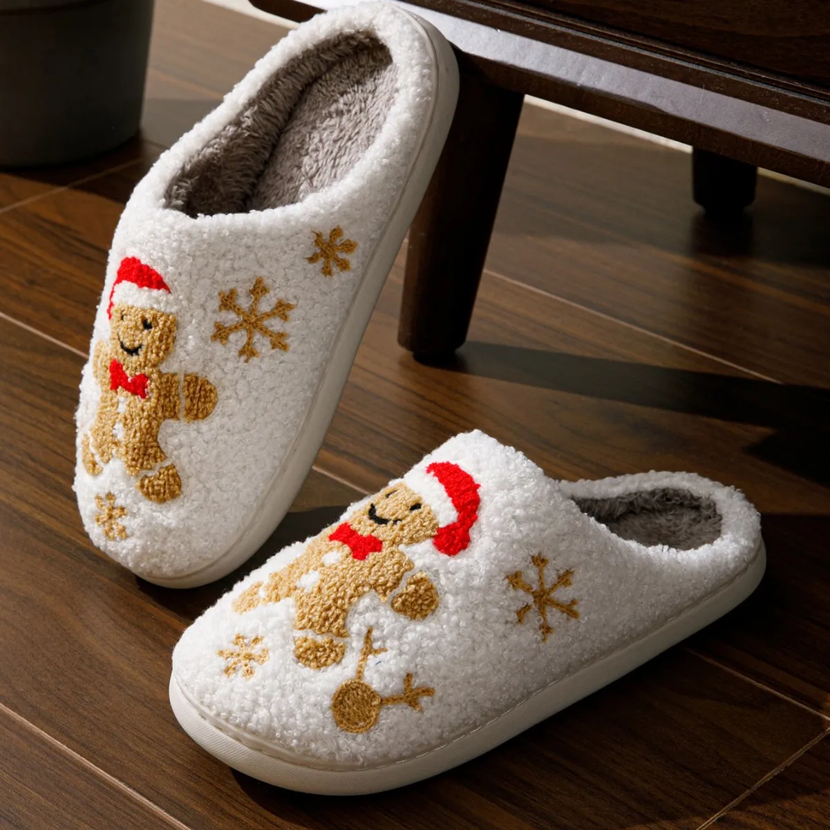 Pantofole invernali calde e comode in pelliccia per Natale, da donna, comode e divertenti, per la casa, sandali morbidi in peluche per adulti._voghion.com