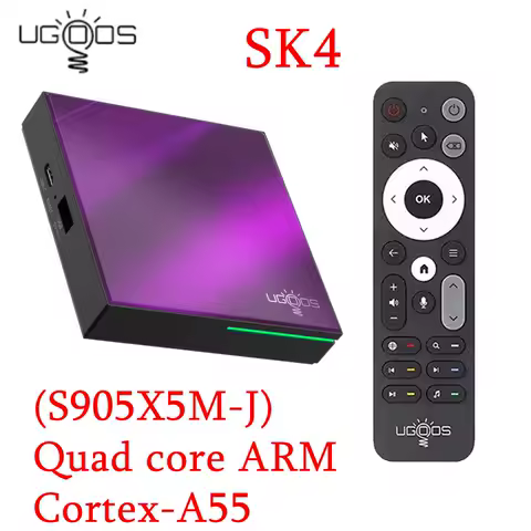 New Android 14.0 UGOOS SK4 Smart TV Box Amlogic S905X5M-J 4GB LPDDR4 64GB EMMC BT5.4 RJ45 LAN Set Top Box 4K HD Media Player