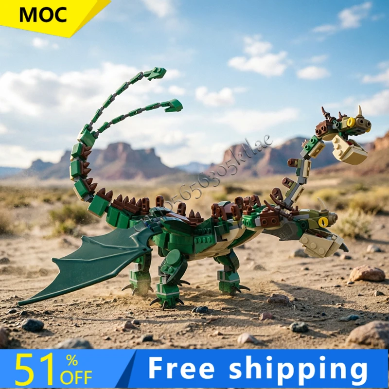 543PCS MOC Famous Movie Character Double Ended Trouble Dragon Model Building Blocks DIY Assembly Brick Toy For Kid Birthday Gift