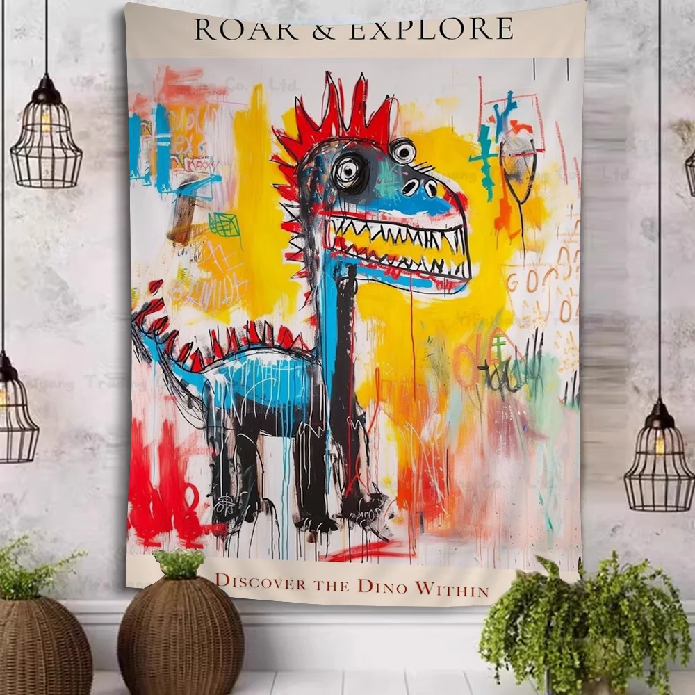 Classic Pop Street Graffiti Abstract Dinosaur Cartoon Tapestry Art Science Fiction Room Home Decor Wall Hanging Home Decor