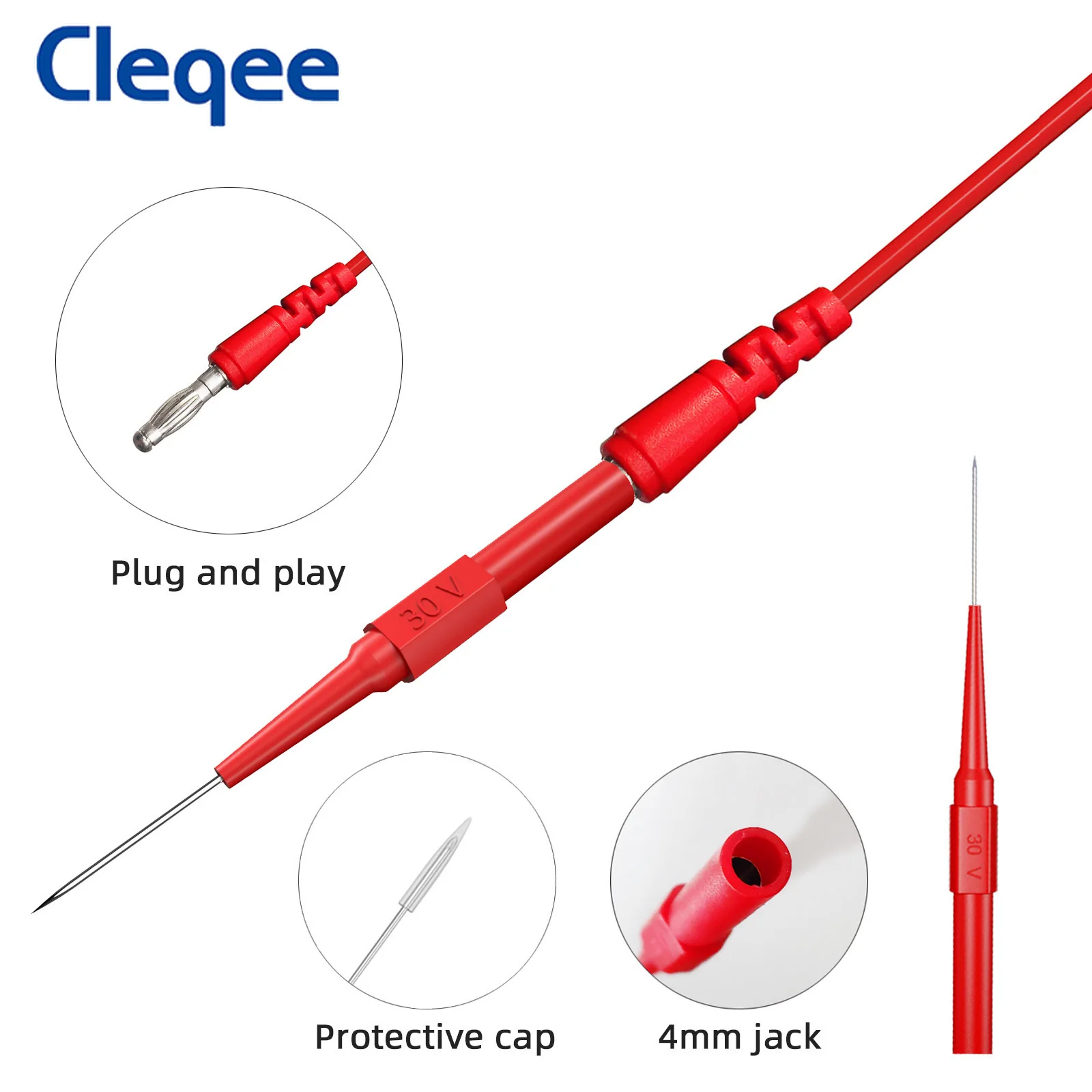 Cleqee P1920B 30 قطعة مسبار الظهر طقم السيارات 4 مللي متر الموز التوصيل إلى التمساح كليب يؤدي مع سلك ثقب مجسات إصلاح السيارات