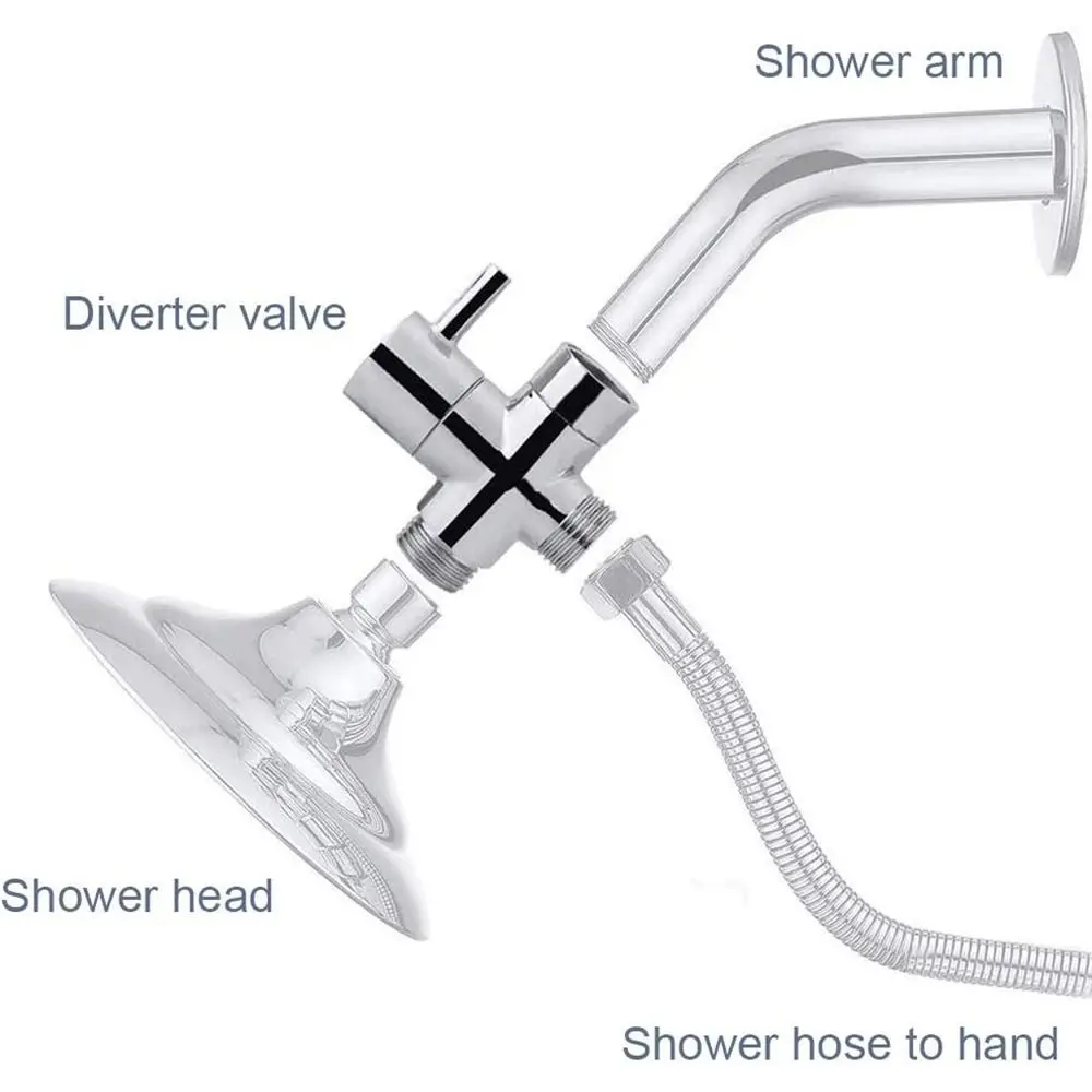 Valve Hand Held Showerhead Bathroom Accessories Shower Tee Adapter 3 Way Water Separator Shower Arm Diverter Diverter Valve