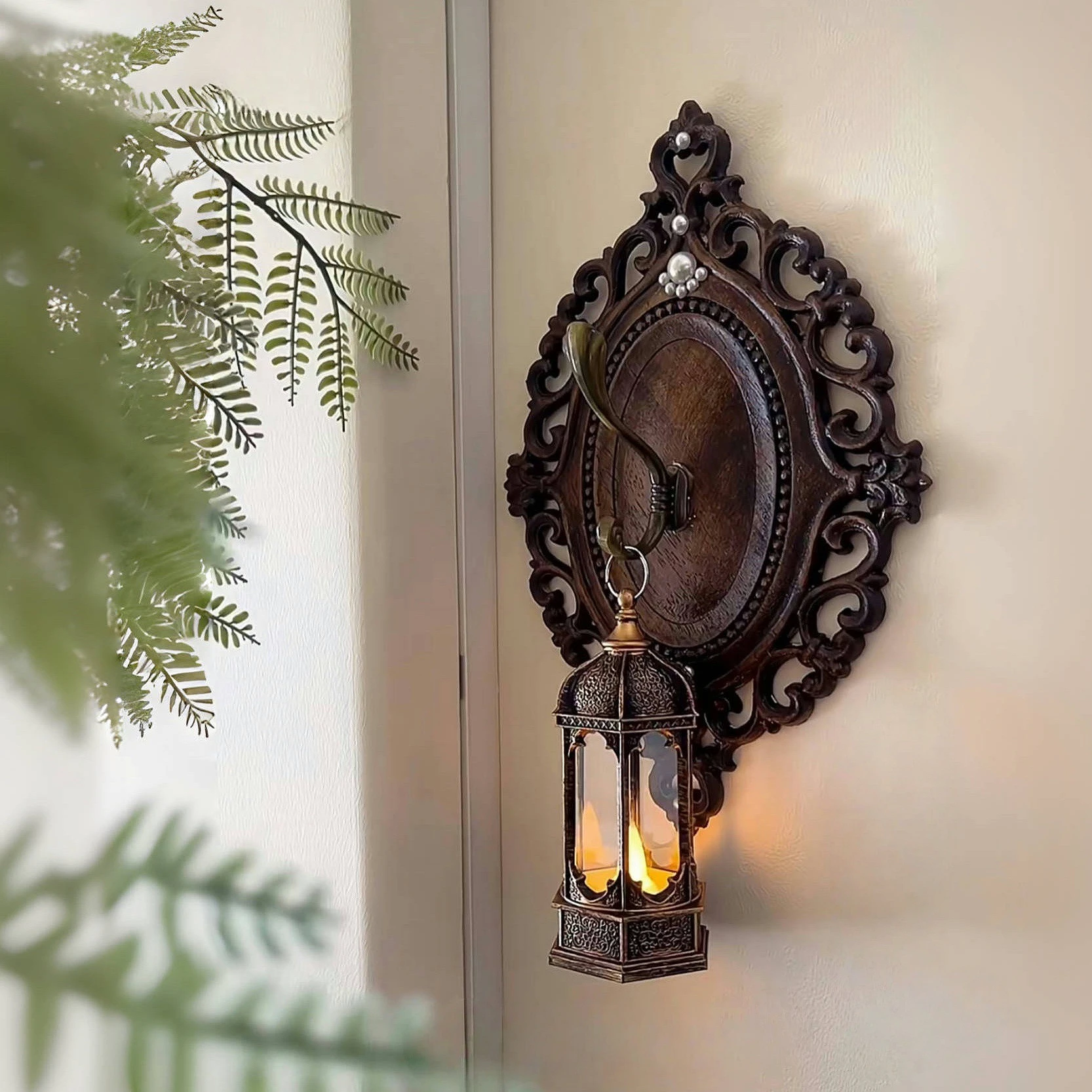 

Ретро-светильник для стены с резьбой, декоративный настенный элемент для гостиной, прихожей, винтажный стиль, украшение для дома из Китая.