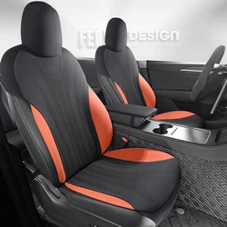 7PCS Car Special Seat Cover For Tesla Model Y 2021-2024 Breathable Suede Leather Automotive Interior Accessories Full Set-black