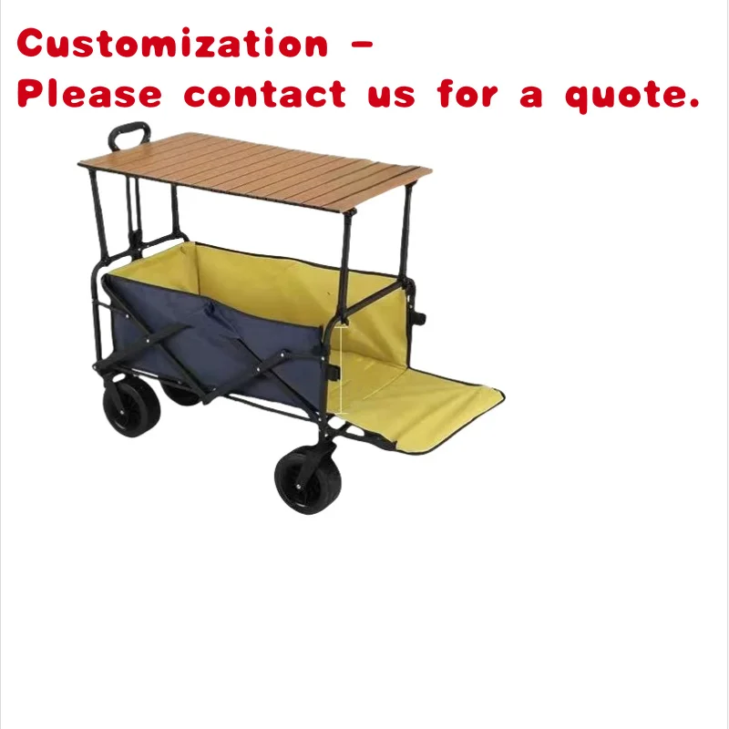 custom.Foldable Beach Trolley Practical Camping Metal Garden Stall Lifting and Drop Roll Table Trolley with Double Brake