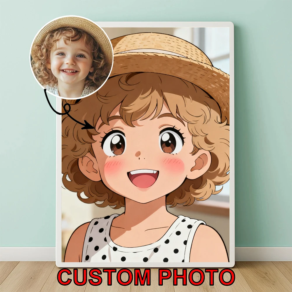 Personalisierte Anpassung Retro-Anime-Stil Leinwanddruck Poster Porträt Foto Kunstdruck Heimdekoration Geschenk rahmenlos