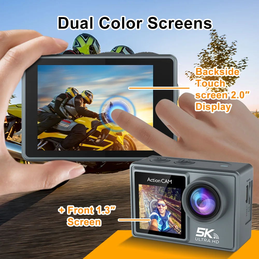 5K 4K60FPS Action Camera Dual IPS Touch LCD EIS 170° DVR 30M Waterproof Upgraded 5X Zoom Sport Camera With Wireless Mic