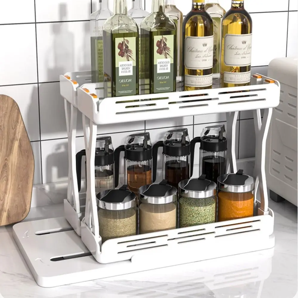 1/2 Tier Rotating Spice Rack Detachable Non-Skid Base Kitchen Cabinet Organizer Easy To Install Space Saving