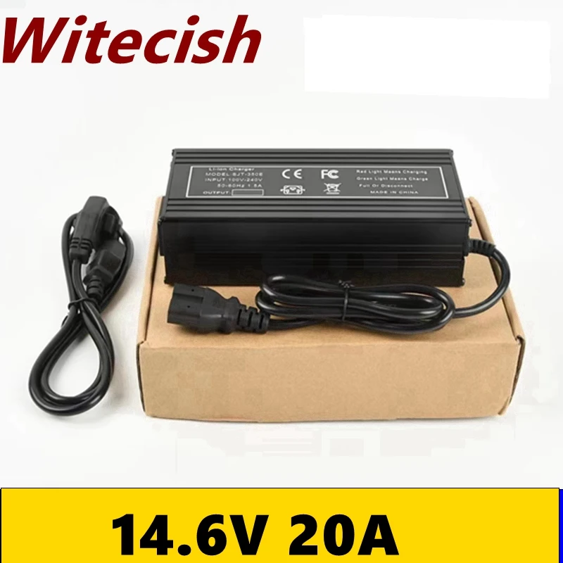 Inteligentna ładowarka LifePO4 o dużej mocy, akumulator z wentylatorem i aluminiową tuleją, 12V, 12,8V, 20A, 110-220V, 4S, 14,6V, 20A