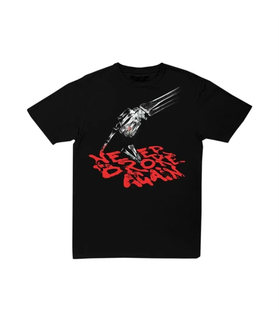 Vlone-Camiseta de algodón puro con estampado de patrón periférico de calavera para hombre y mujer, camiseta de manga corta de verano de marca de lujo