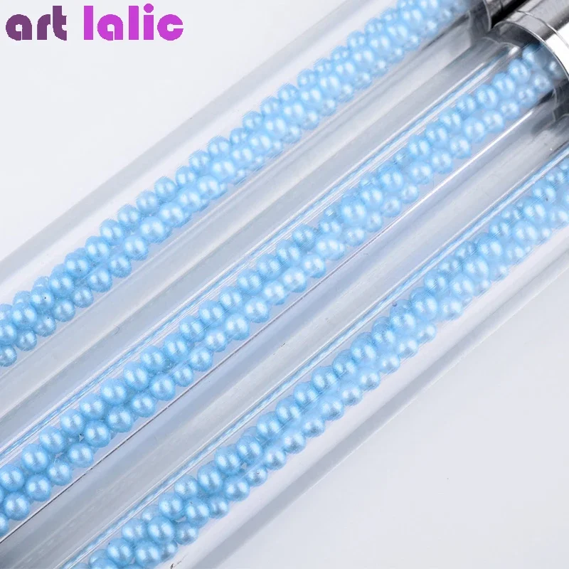 Blue Pearl Rhinestone Acrylic Nail Art Pen UV Gel Brush 3D Painting Drawing Liner Professional Manicure Tool for Nail Artistry