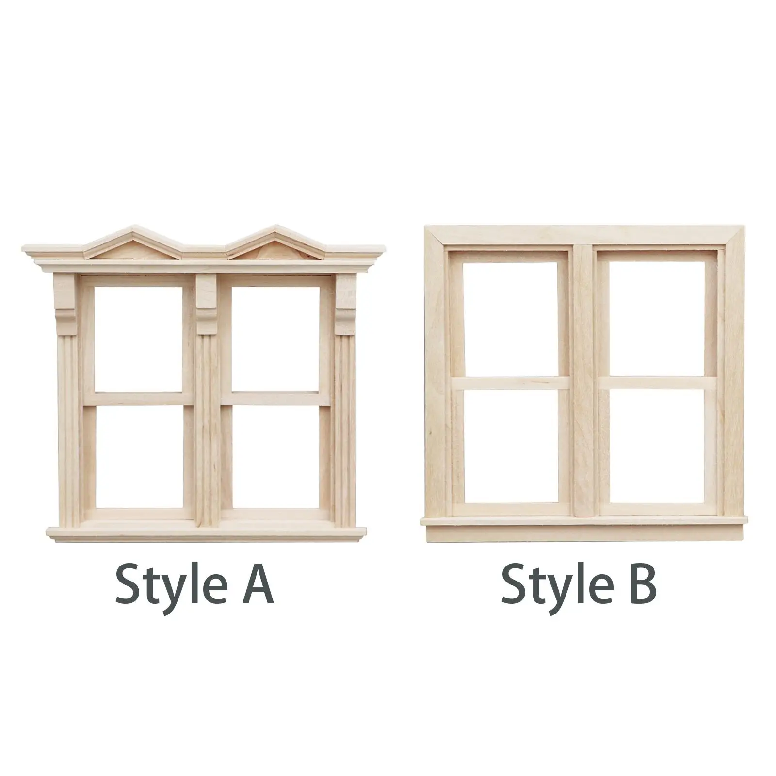 نوافذ خشبية مصغرة لبيت الدمى 1/12، نافذة أثاث مصغرة، نوافذ بيت الدمى، لدراسة غرفة النوم