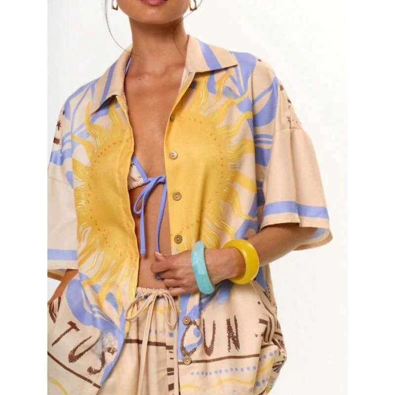 

Лето ort Sve Мужской воротник на пуговицах с принтом Sun irt Внутренняя одежда из искусственной кожи Thiened Fce Regular Fit Casual irt