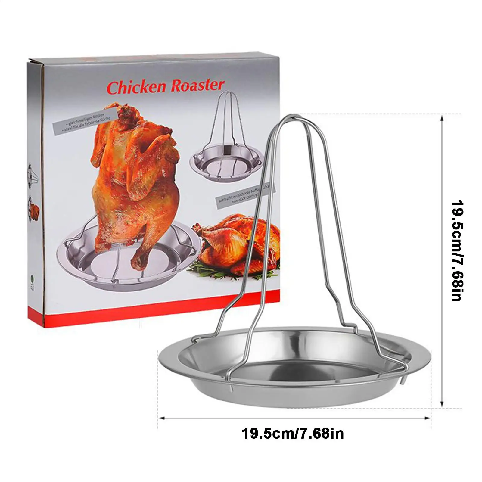 Supporto per arrostire polli per forno Griglia per pollame antiaderente in acciaio inossidabile Griglia per girarrosto per polli grande pieghevole per alimenti da cucina all'aperto