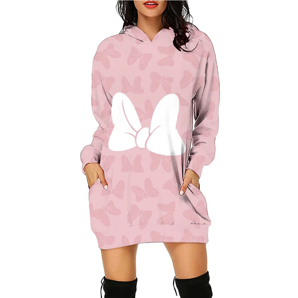 Hoodie Dress Disney Elegant Dresses for Women Mickey Luxury Party Mini Prom Long Sleeves Woman Clothes Minnie Mouse Women\'s 2024