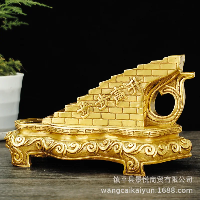 Brass dragon turtle ornament, a three-tiered dragon head turtle, suitable for living rooms, studies, or as a desktop gift, symbo