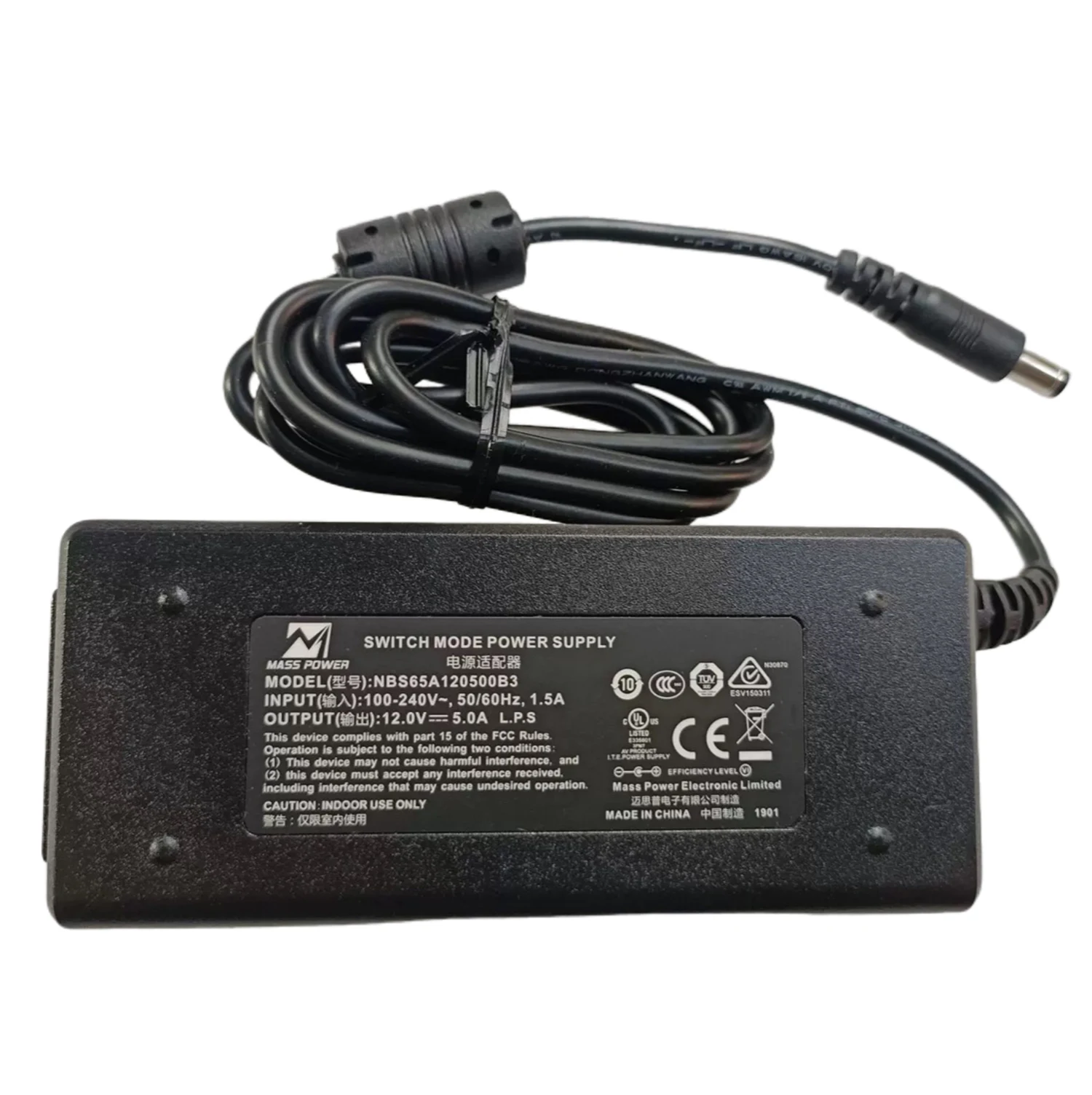 

Genuine For MASS POWER Switch Model Power Supply 12.0V 5.0A 60.0W 5.5x2.1mm NBS65A120500B3 AC DC Adapter Charger