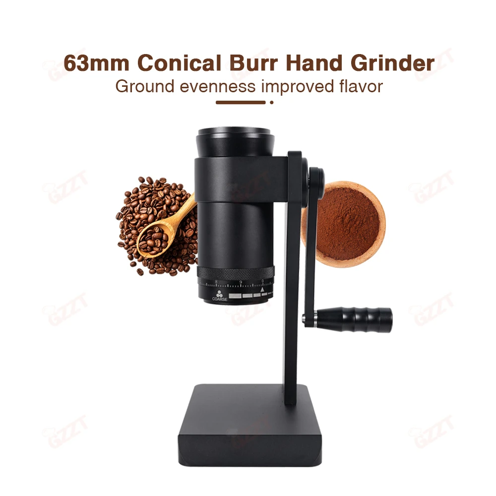 External Adjustment 420 Stainless Steel Titanium Coating Burr Mini Small 63mm Hand Mill Portable Espresso Manual Coffee Grinder