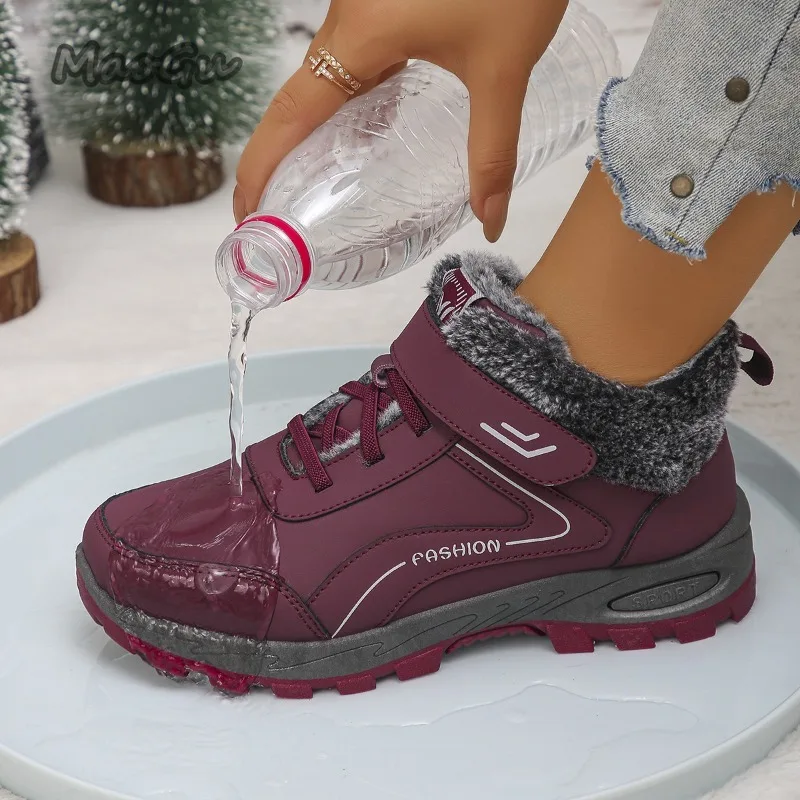Women's Winter Footwear Plush Warm Snow Boots Platform Non-slip Fur Ankle Boot Outdoor Women Botines Botas Invierno Mujer Size36
