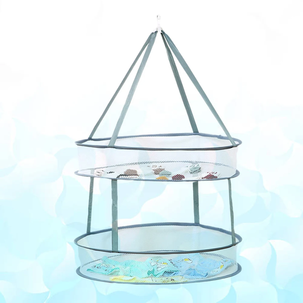 

Clothes Net Foldable Hanging Laundry Hanger Drying Rack Double-layer Mesh Basket Dryer
