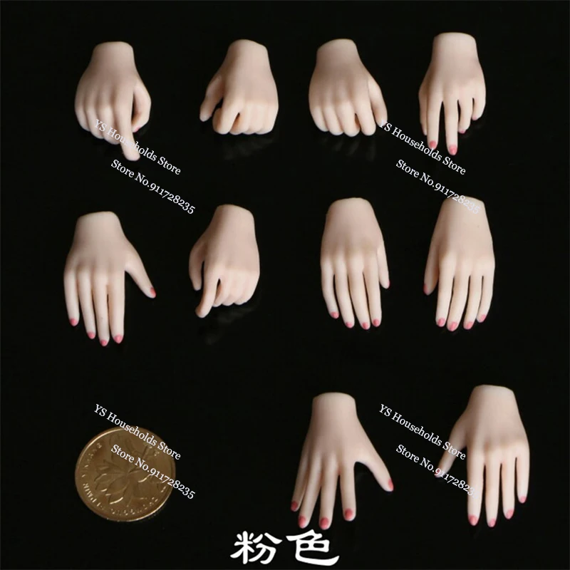 5 Pairs Set 1/6 Female Soldier Red Nail Mini Replaceable Hand Model Accessory For 12