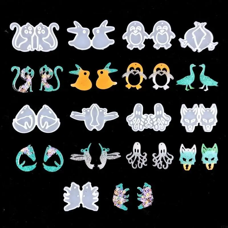 

Animal Earring Silicone Resin Mold with Hole Dolphin for Cat Earring Resin Mold for Earring Pendant DIY Jewelry