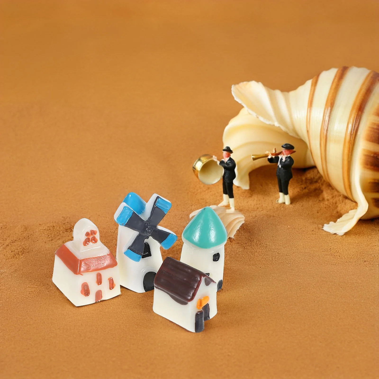 4 قطعة مجموعة زخرفة المناظر الطبيعية الصغيرة لطيف الراتنج طاحونة المنازل DIY بها بنفسك حديقة ديكور بونساي اكسسوارات المشهد الصغير الجنية حديقة #6