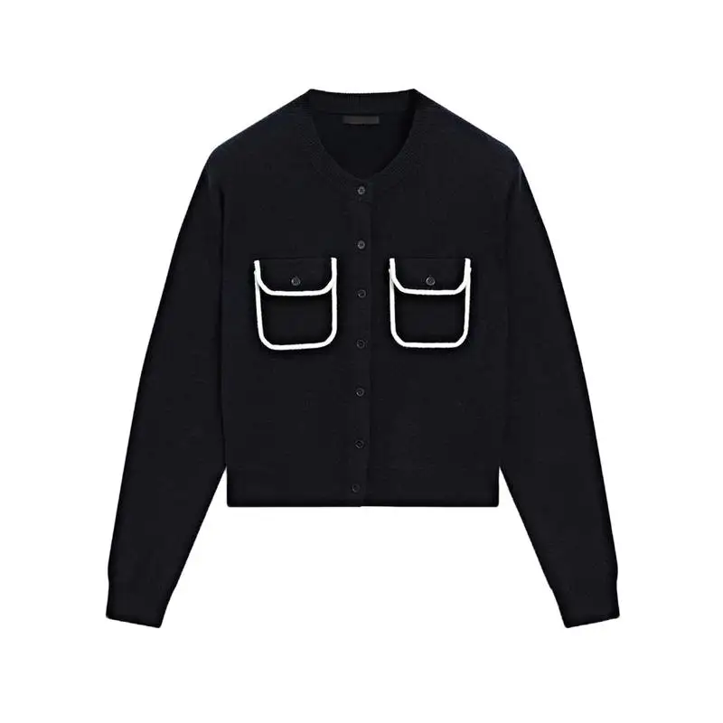 Printemps nouveauté femmes Faion couleur Blo col Long Sve rond Ne ouvert devant Cardigan ort vêtements d'extérieur en Fiber de Polyester