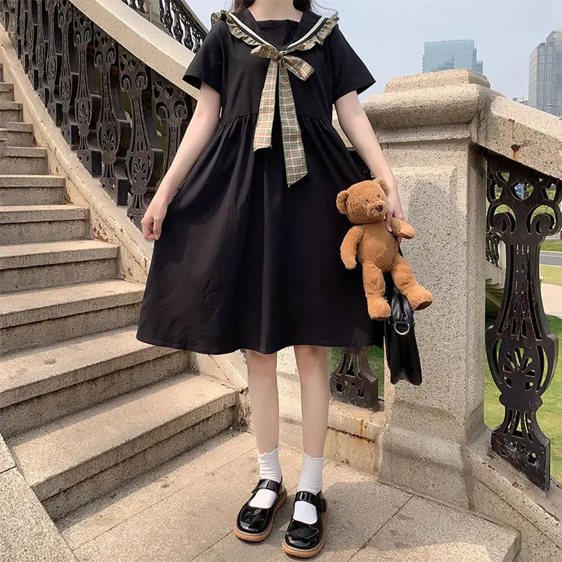 

2024 Lolita Dress Child PLAID Bowknot High Waist Victorian Clothes Japanese Kawaii Girl Gothic Dresses teens sailor collar new