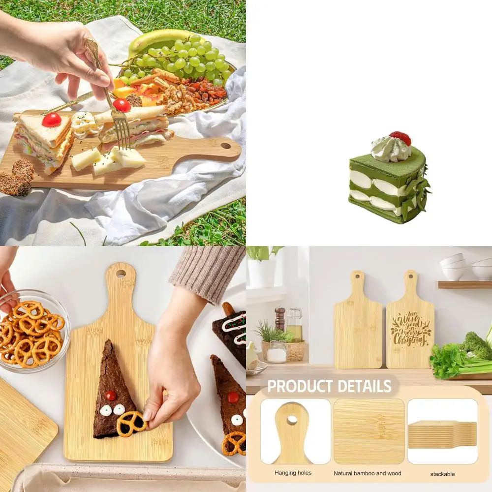 

Bamboo Cutting Boards Set of 30, 11x5 Inches, with Handles, Ideal for Charcuterie, Engraving, and DIY Gifts