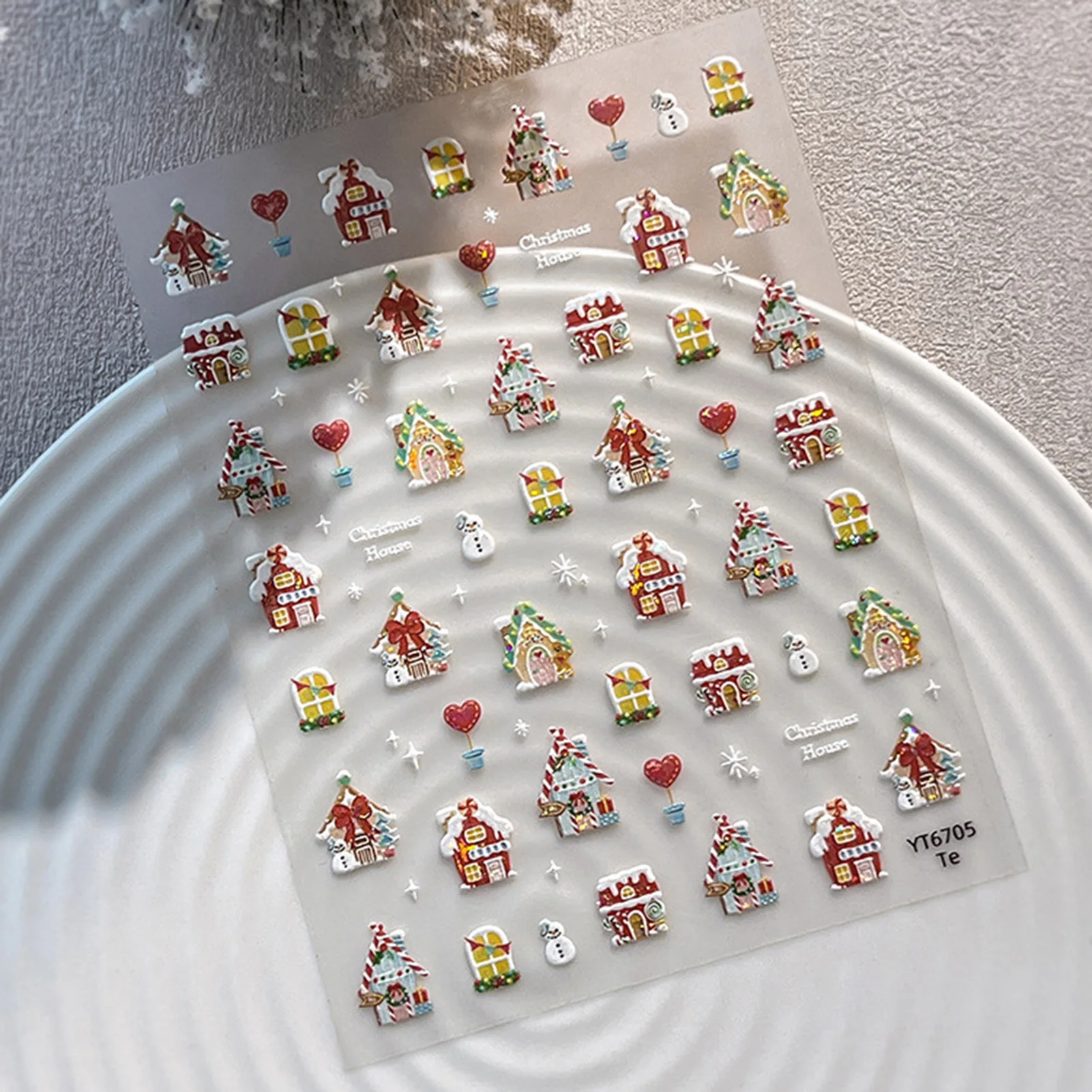 Flash Kerst Element Nagelstickers Snoep Sterren Ontwerpen Hars DIY Manicure Nagelstickers Zelfklevende Nail Art Supplies Decals