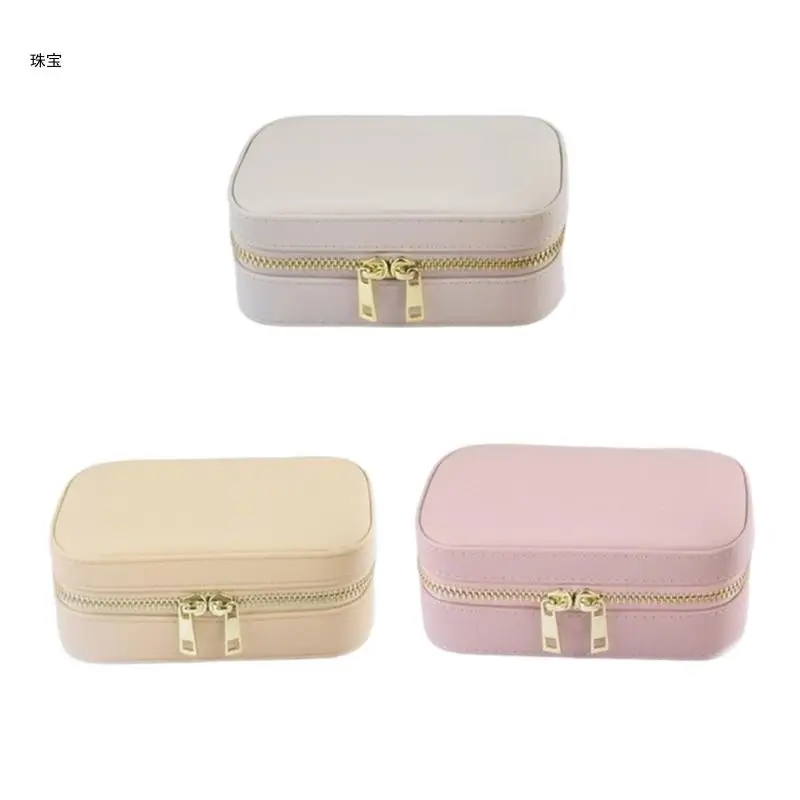 

X5QE Jewellery Storage Case Organization Box Portable PU Leather Jewellery Box Convenient and Secure Storage Case for Women