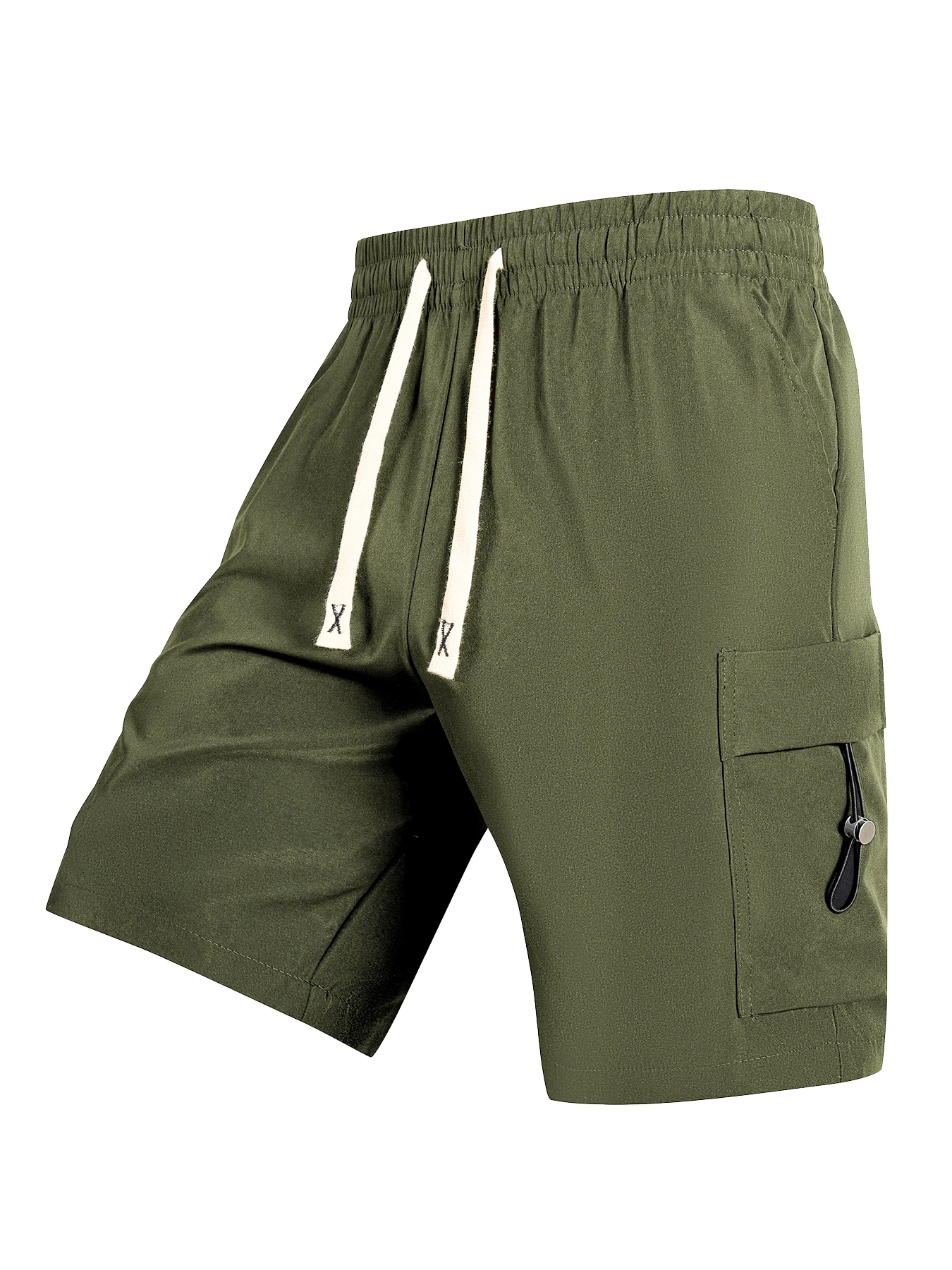 Men's Cargo Shorts Casual Elastic Waist Drawstring Combat Tactical Short Pants Loose Breathable Multi-Pocket Work Casual Shorts