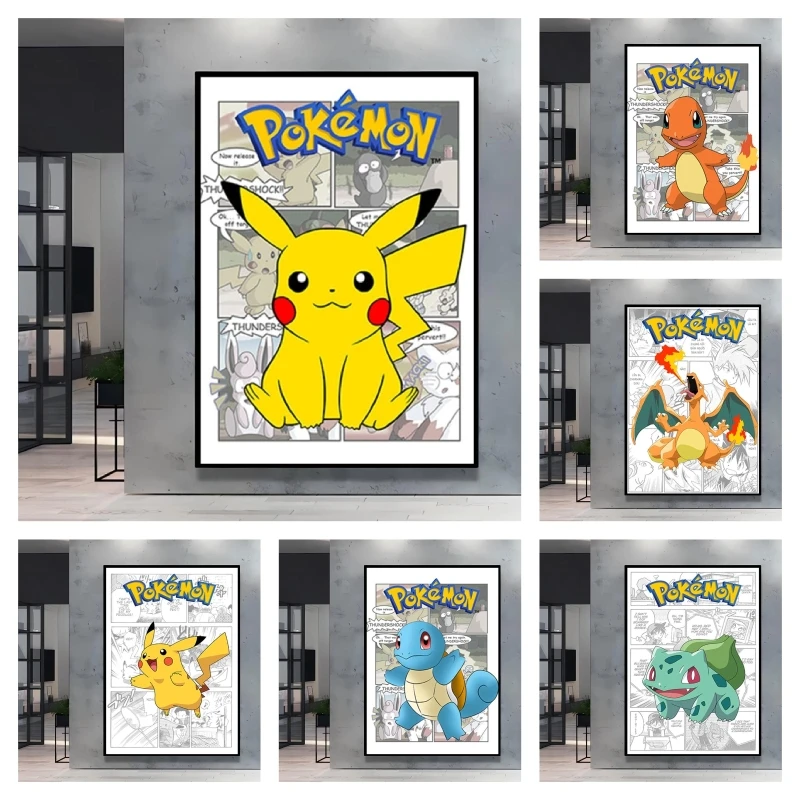 

Canvas Artwork Painting Pokemon Picture Pikachu Decoration Paintings Wall Art Modern Home Prints and Prints Living Room Gifts