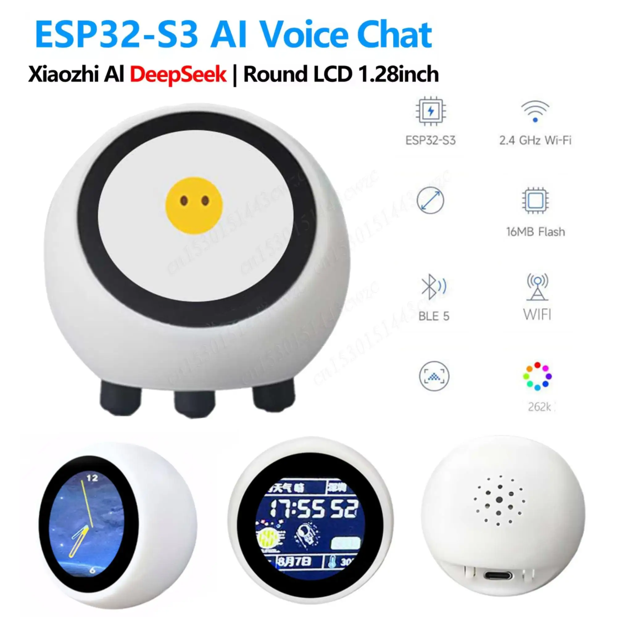

Модернизированный робот DeepSeek XiaoZhi AI Voice Chat ESP32-S3 N16R8 Макетная плата WiFi BT BLE5 1,28-дюймовый ЖК-дисплей ESP Home Assistant