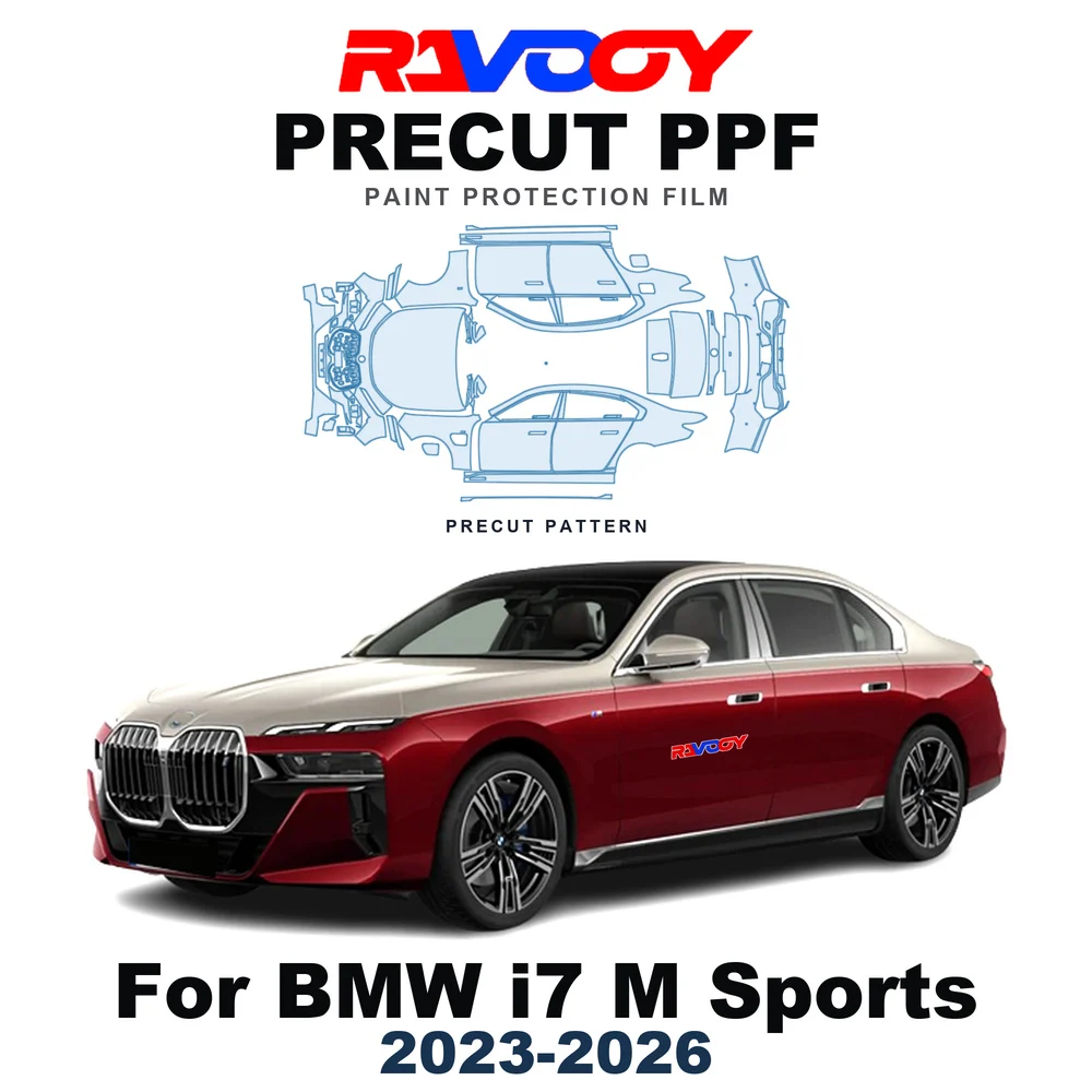 Precut PPF For BMW i7 M Sports 2023-2026 8.5mil TPU Paint Protection Film Hood Bonnet Bumper Headlight Self-Healing Clear Kit