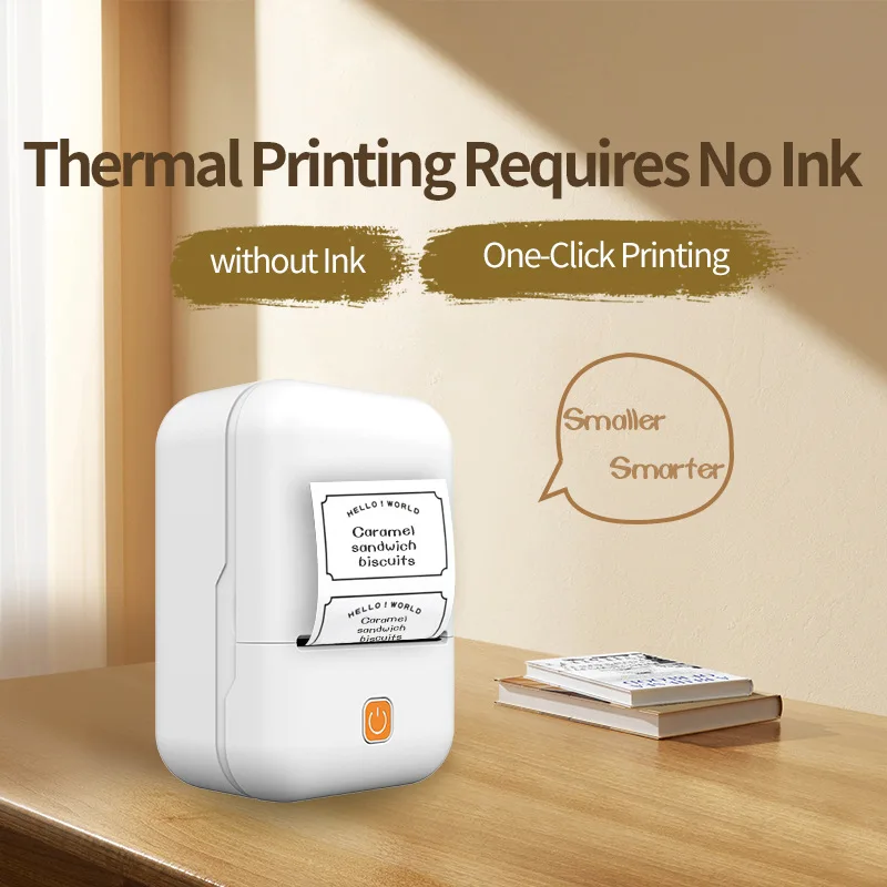 Portable Mini Thermal Label Printer HD Bluetooth 203dpi Photo Label Memo Printing For Student Home Office For Mobile Phone
