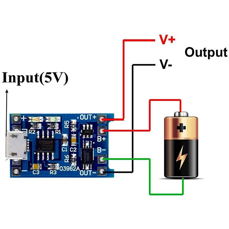 Placa de carga de batería de litio, 5 piezas, 5V, 1A, TYPE-C, Micro USB, módulo de carga con protección, funciones duales, 18650, TP4056