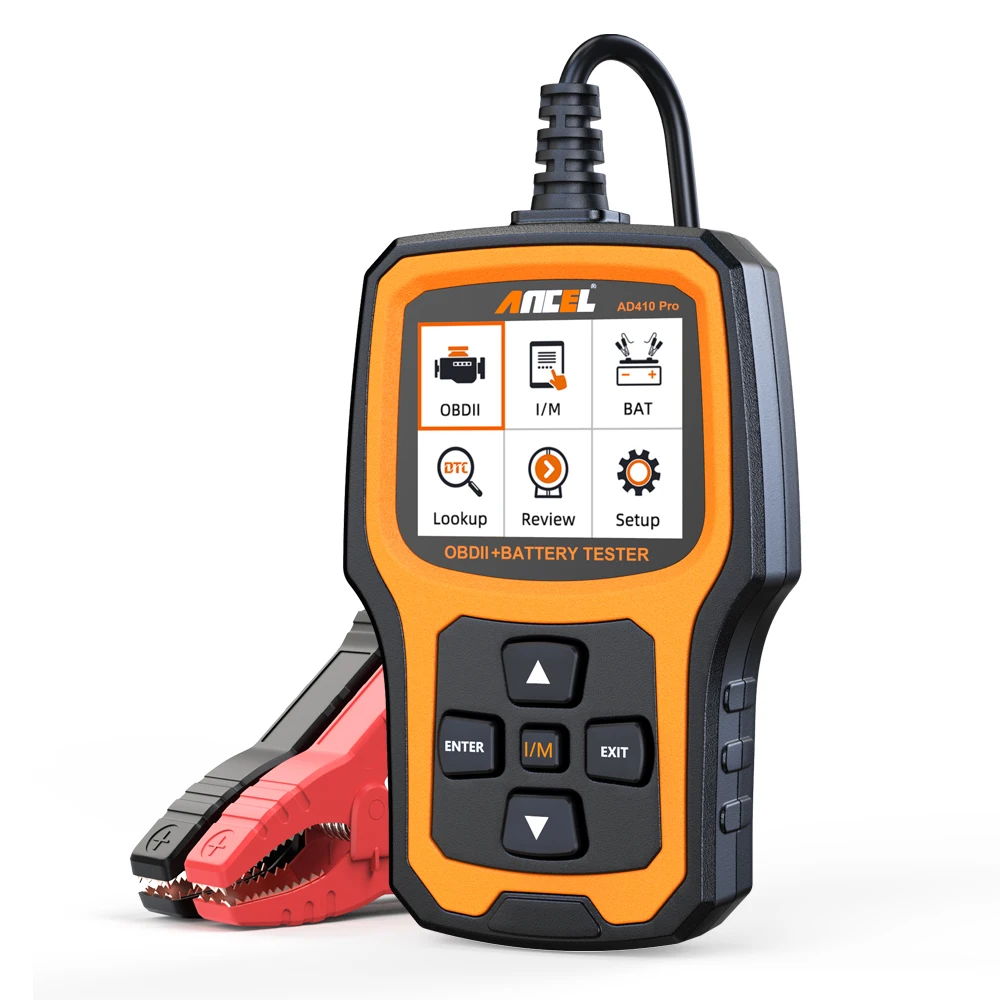 NEW Ancel AD410 PRO Car Battery Tester Tools OBD2 Automotive Scanner 2 in 1 Diagnostic Tools Cranking Charging Test for Motorcyc