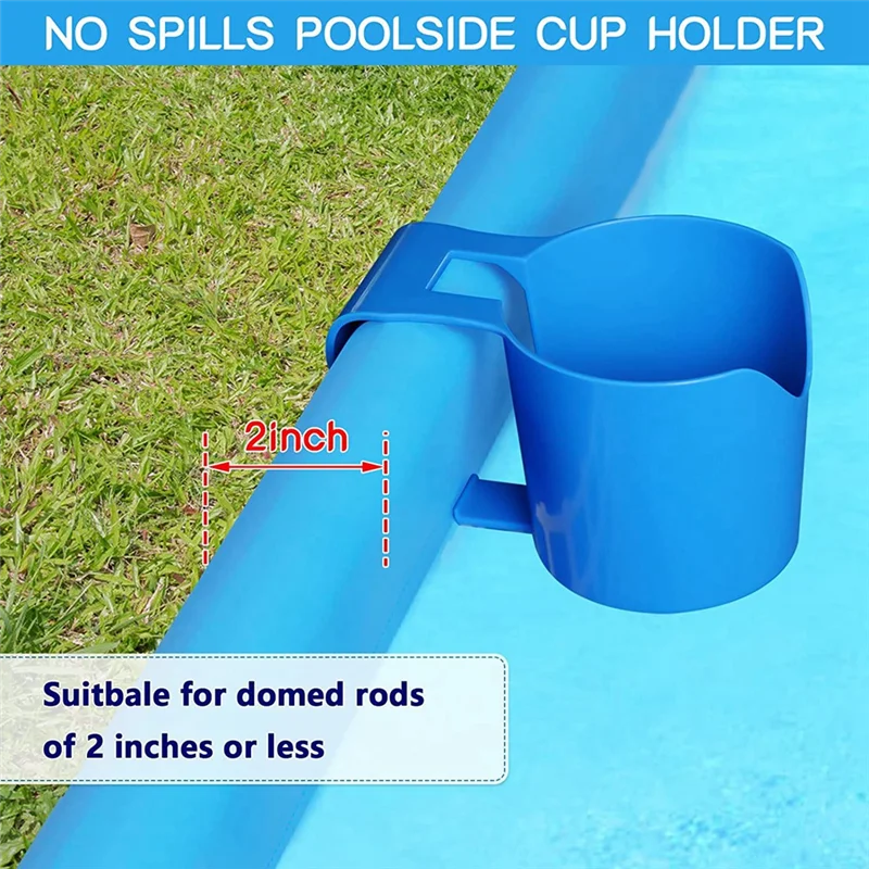 4 Pack Poolside Cup Holder for Above Ground Swimming Pool,Pool Cup Holder for Drinks Fit 2 Inch or Less Poolside Top Bar